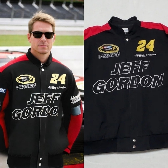 Rare Vintage Jeff Gordon Nascar Drive To End Hunger Black Red Cotton Jacket XXL